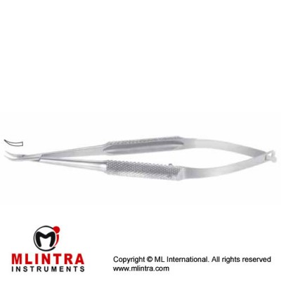 Troutman Micro Needle Holder Strongly Curved - Delicate - Round Handle Stainless Steel, 12 cm - 4 3/4"